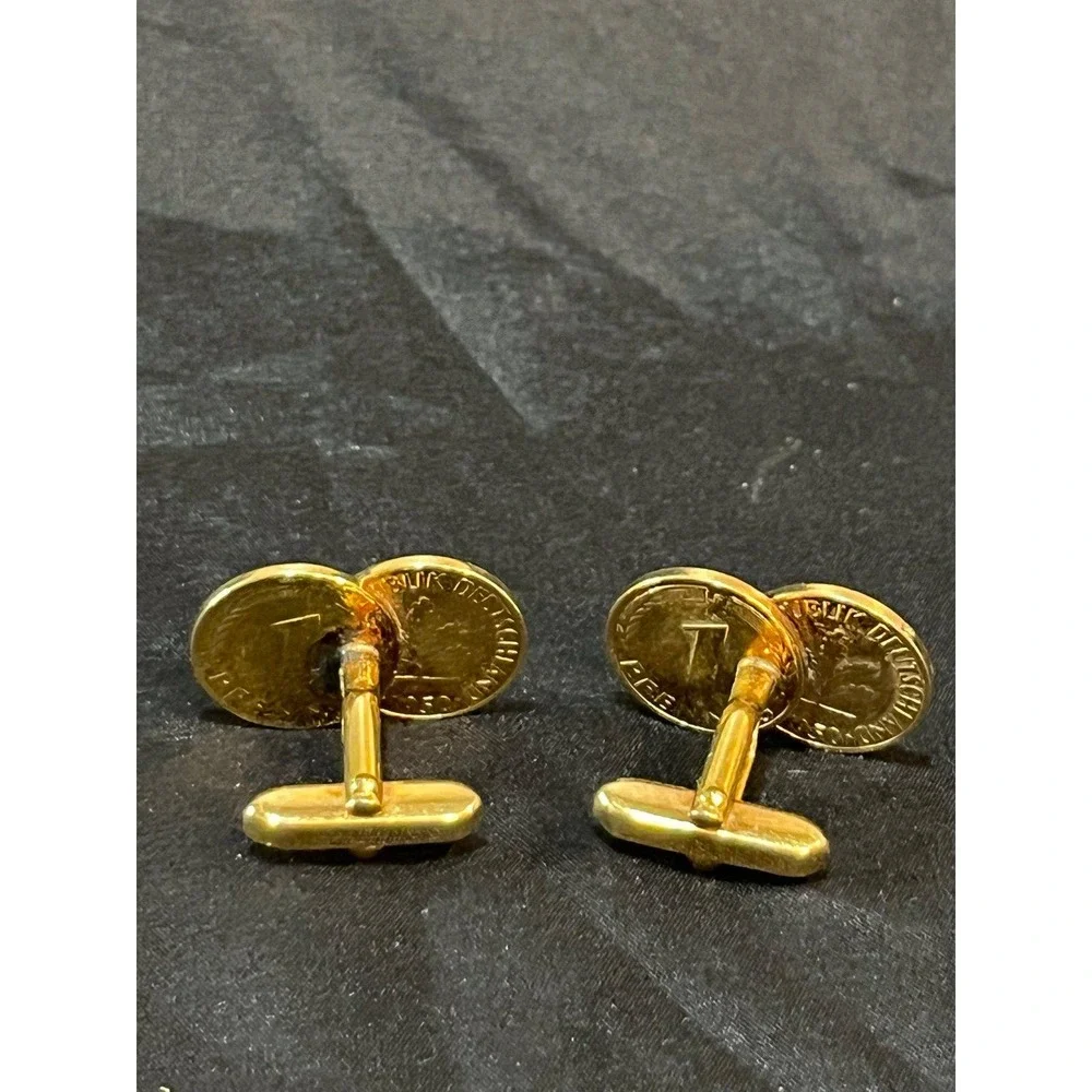 1950 deutschland pfennig cufflinks Germany German‎ Coin Gold Plated Cufflinks
